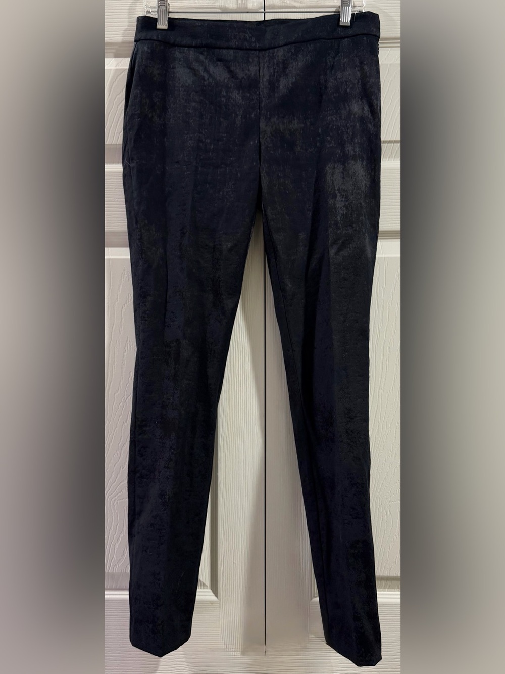 Eileen Fisher Jacquard Pants Women’s Sz 4 Black Slim Ankle Slit Trousers